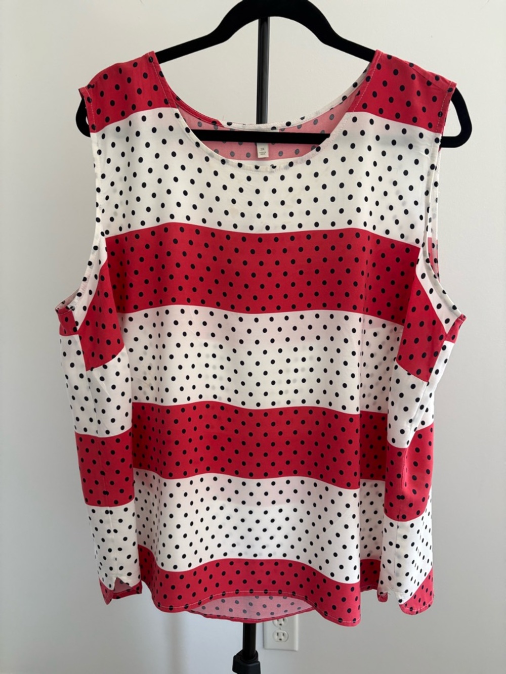 Talbots Red and White Polka Dot Stripe Sleeveless Tank
